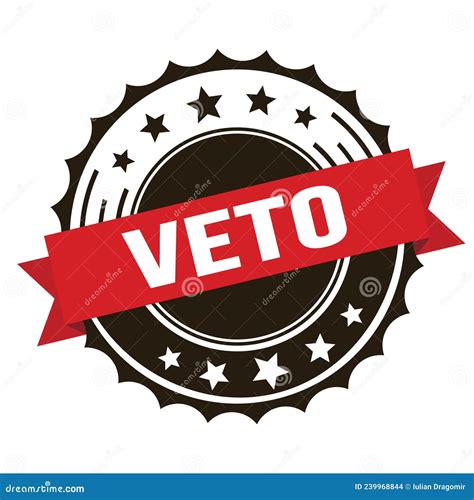 veto text  red brown ribbon stamp stock illustration illustration