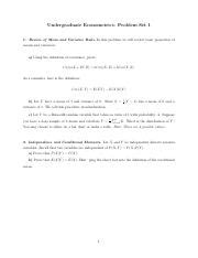 Ps1 1 Pdf Undergraduate Econometrics Problem Set 1 1 Review Of