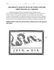 Albany Plan of Union.pdf - Name Class Date FRANKLIN'S ALBANY PLAN OF UNION AND THE FIRST ...