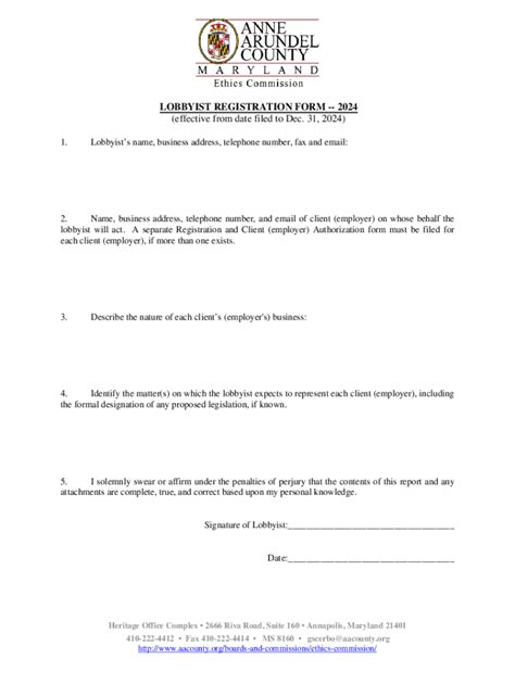 Fillable Online Lobbyist Registration Form 2024 Effective From Fax Email Print Pdffiller