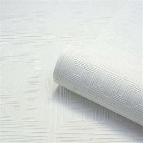 SAMPLE Richmond Square Aztec Texture White Blown Vinyl Wallpaper By