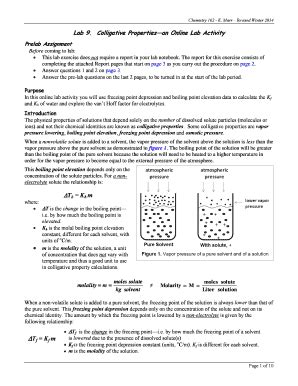 Fillable Online Instruction Greenriver Lab Colligative Properties An