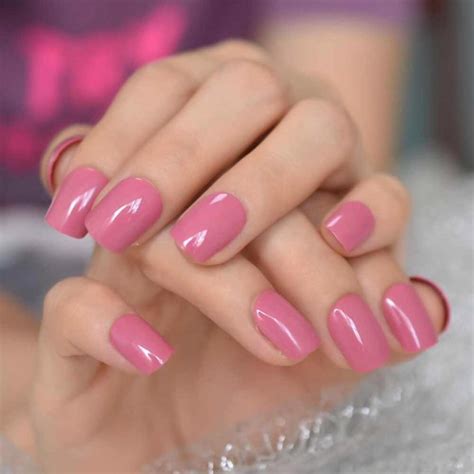 24 Pcs Pink Short Square Press On Nails Short Press Ons Nails Etsy