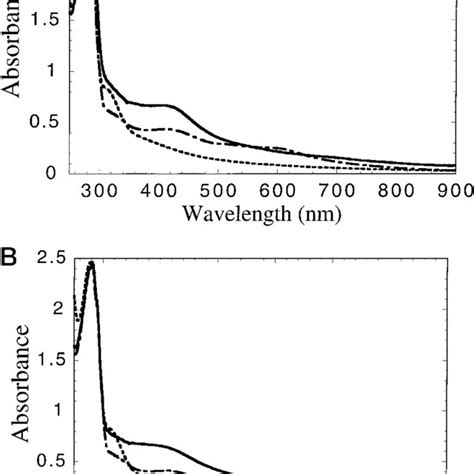 Uv Visible Light Absorption Spectra Of The Wild Type Panel A And C A