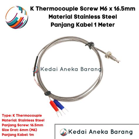 Jual K Type Thermocouple Temperature Sensor Stainless Steel Screw Drat