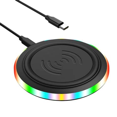 Wireless Charger Pad,15W Max Fast RGB Wireless Charging Pad Compatible ...