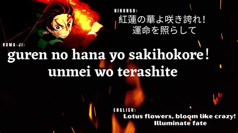 Demon Slayer Lisa Gurenge Opening Song With Nihongo And Roma Ji Lyrics Plus English