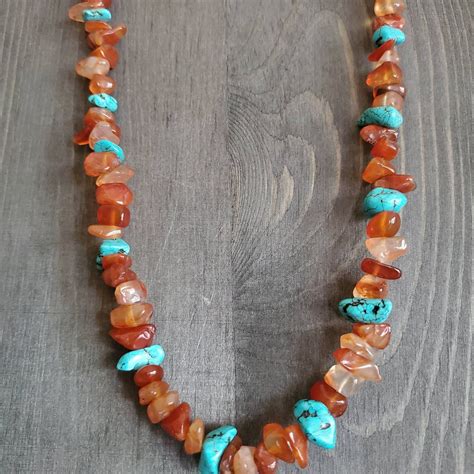 Turquoise Necklace Natural Agate Beads American Southwestern Etsy