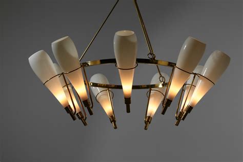 Lustre Moderne Flambeaux Opalines Design Italien Style Arredoluce