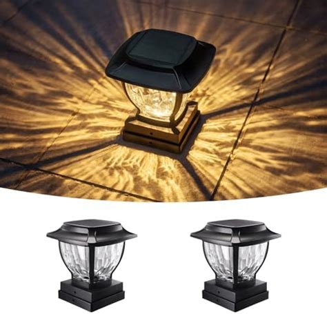 Opoira Solar Post Cap Lights Outdoor Glass Deck Fence Post Cap Light Solar Powered For 4x4