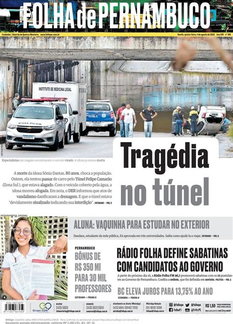 Capa Folha de Pernambuco Sábado 8 de Junho de 2019