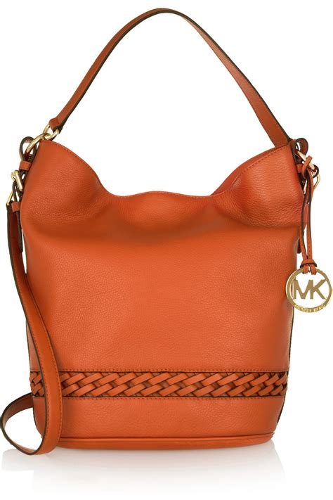 Michael Michael Kors Gladstone Textured Leather Shoulder Bag In Orange