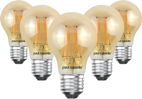 Paul Russells Led Filament Gls Light Bulbs Edison Screw Fitting Cap E27 50w Equivalent A60 Gls