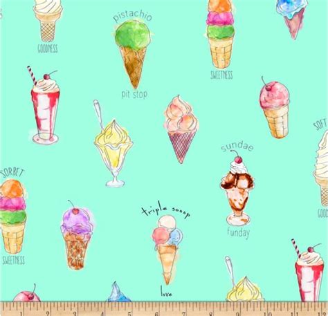 Ice cream fabric by half yard ice cream print fabric ice | Etsy