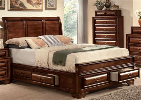 ACME Konane Brown Cherry Queen Sleigh Storage Bed - Konane Collection ...