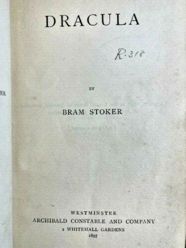 Dracula By Bram Stoker Fine Hardcover 1897 1st Edition Vagabond