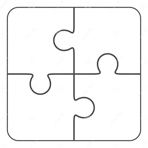 Jigsaw Puzzle Blank 2x2 Four Pieces Stock Illustration Illustration