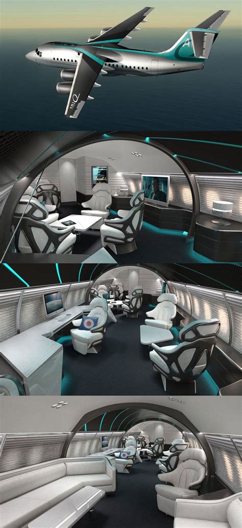 The Interior Of An Airplane Is Shown In Three Different Views