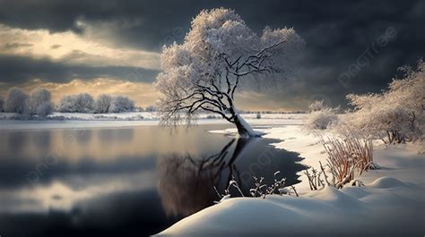 Winter Commercial Snow Scenery Landscape Hd Lake Water Background ...