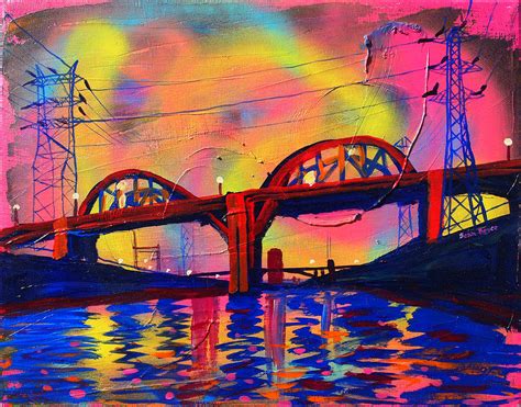 Sixth Street Bridge At Dusk Painting By Sean Boyce