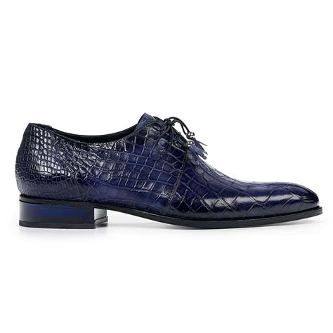 Mauri Designer Shoes Exotic Skin Mens Rovere Wonder Blue Alligator Bo