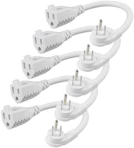 Amazon Pack Flat Plug Short Power Extension Cord Inch Black