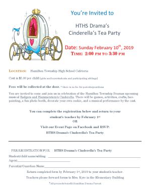 Fillable Online You Re Invited To Hths Drama S Cinderella S Tea Party