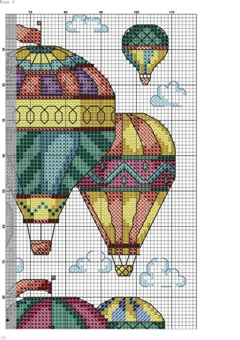 Hot Air Balloon Cross Stitch Pattern