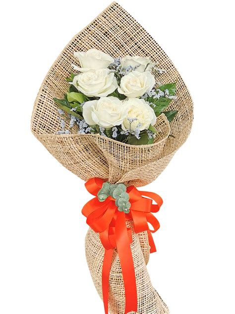 6 stem White Birthday Flowers Bouquet Delivery IloIlo City