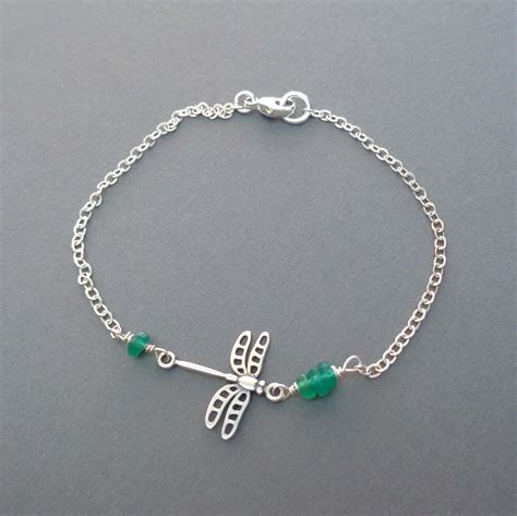 Sterling Silver Dragonfly Bracelet Dainty Dragonfly Jewelry Etsy