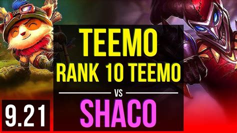 Teemo Vs Shaco Top Defeat Rank Teemo M Mastery Points