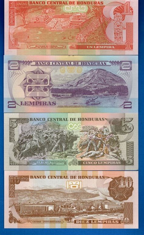 Honduras 1 2 5 10 Lempiras Years 2000 2014 Uncirculated Banknotes Set