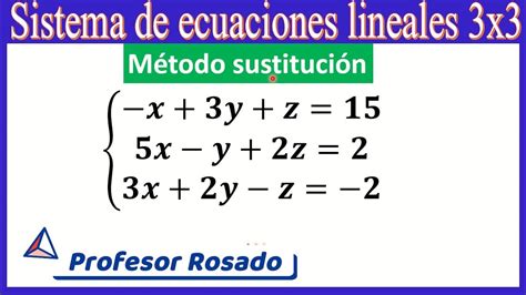 Sistema De Ecuaciones Lineales 3x3 Método Sustitución Youtube