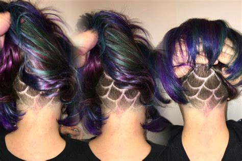 Mermaid Undercut Oil Slick Hair Undercut Hairstyles Mermaid Hair