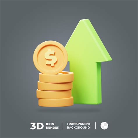 Gráfico al alza de inversión de icono 3d Archivo PSD Premium