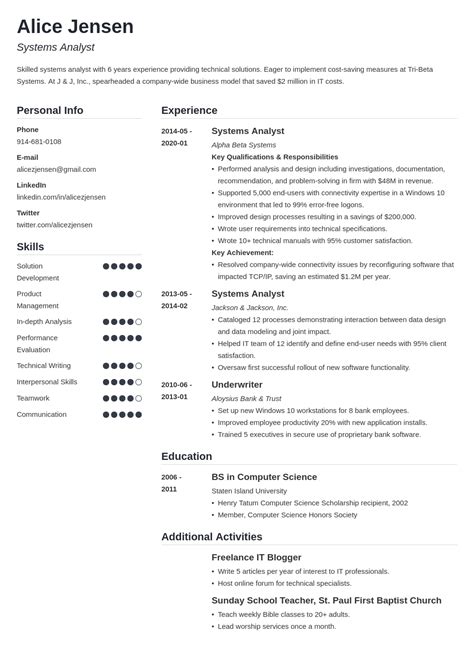 System Analyst Resume Samples And Writing Guide