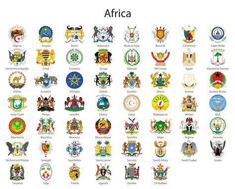 Set Coat of arms of the countries of Africa, 21834501 Vector Art at ...