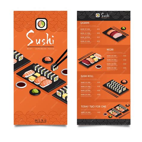 Premium Vector Isometric Sushi Restaurant Menu Template