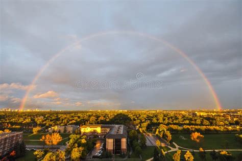 Rainbow over the city editorial stock photo. Image of overflight - 83795963