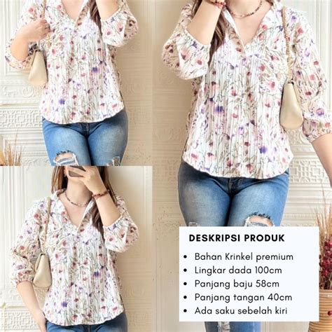 Jual Atasan Wanita Kemeja Wanita Blouse Wanita Atasan Kancing Wanita Shopee Indonesia