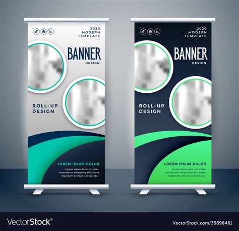 Modern Roll Up Standee Banner Design Royalty Free Vector