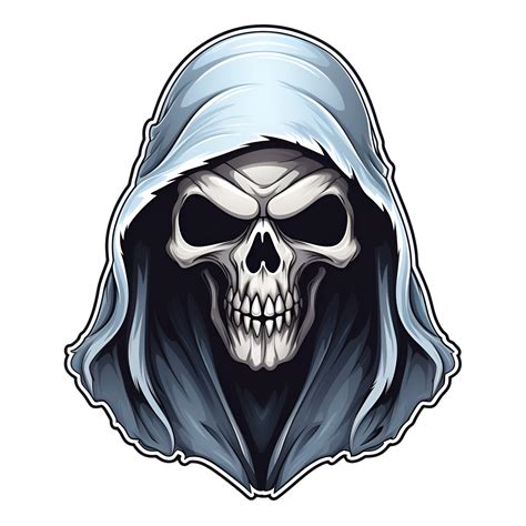 Halloween Grim Reaper Skeleton Monster Skull Cartoon Style No Background Perfect for Print on ...