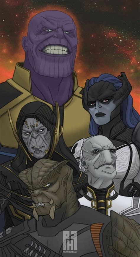 Thanos And The Black Order By Pencilhead