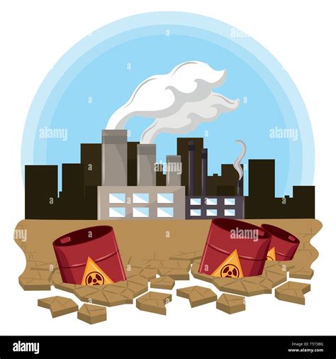 Industrial Factories With Hazardous Waste Stock Vector Image Art Alamy