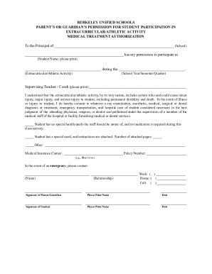 Fillable Online K Form Extracurricular Athletics Medical Treatment