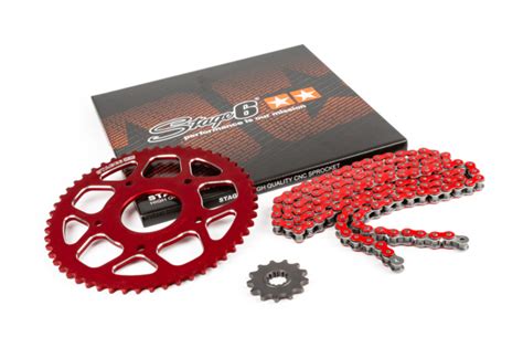 Chain Kit 1453 420 Stage6 Aluminium CNC Red Peugeot Rieju