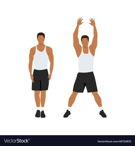 Man doing jumping jacks star jumps exercise Vector Image