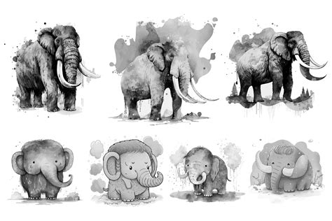 Watercolor Mammoth Vector Illustration Graphic By Breakingdots · Creative Fabrica