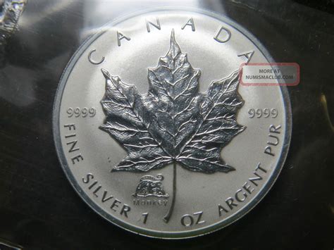 2004 1 Oz Silver Maple Leaf Privy Mark Coin Year Of The Monkey $5 ...