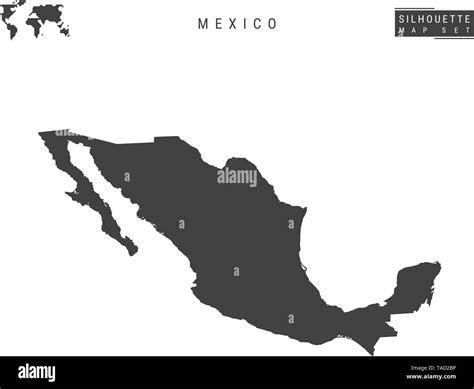 Mexico Vector Map Isolated On White Background High Detailed Black